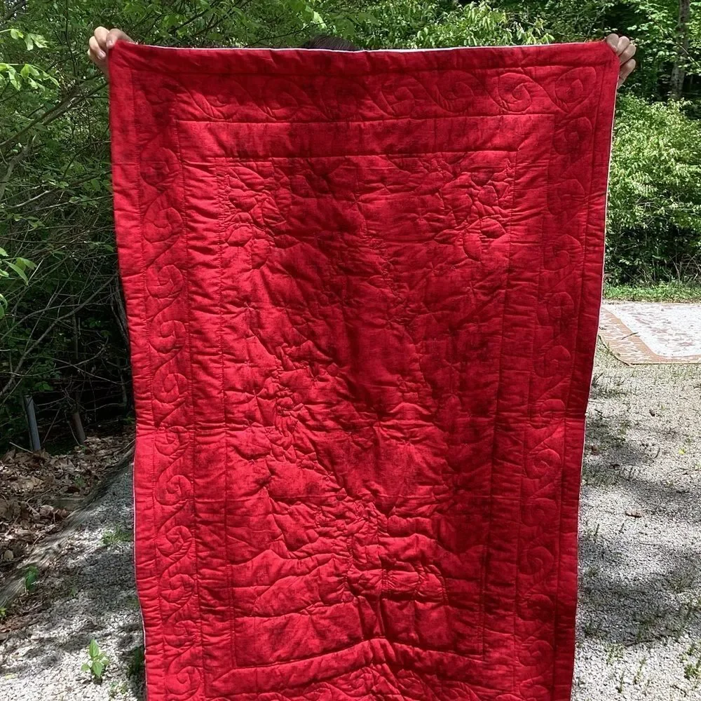 NWT. Christmas Forest Tree with Deer Lap Quilt Hand Crafted